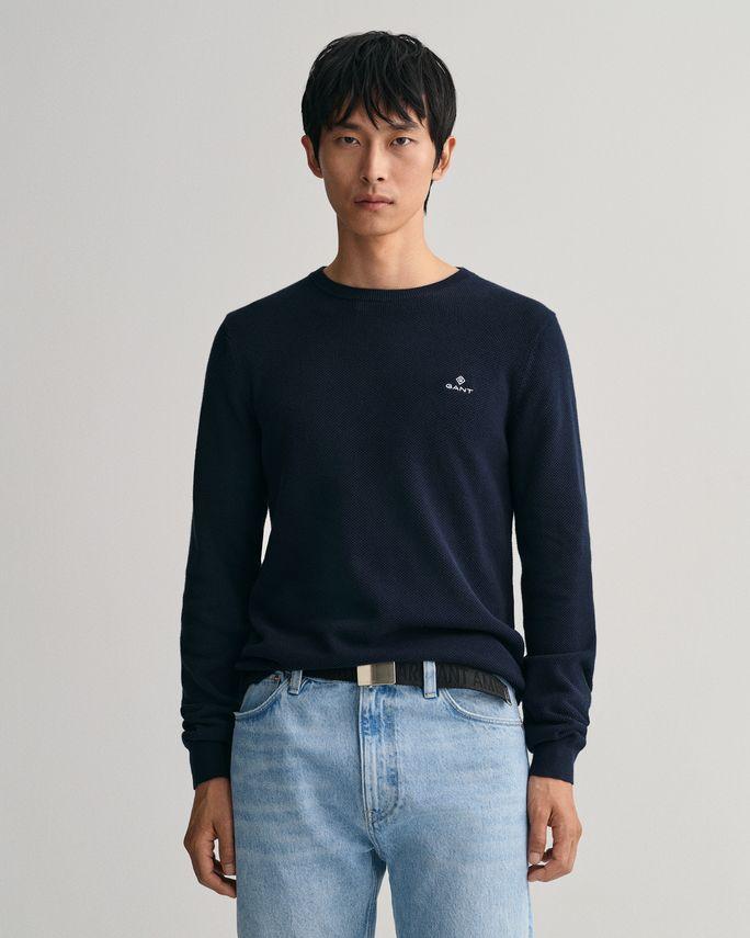 Cotton Pique Crew fra Gant