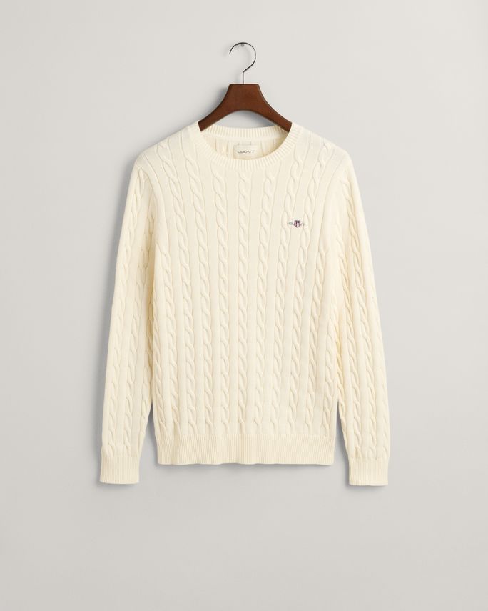 Cotton Cable C Neck fra Gant