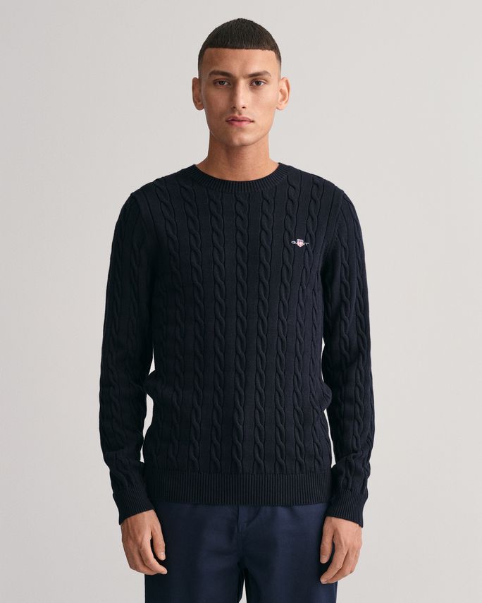 Cotton Cable C Neck fra Gant