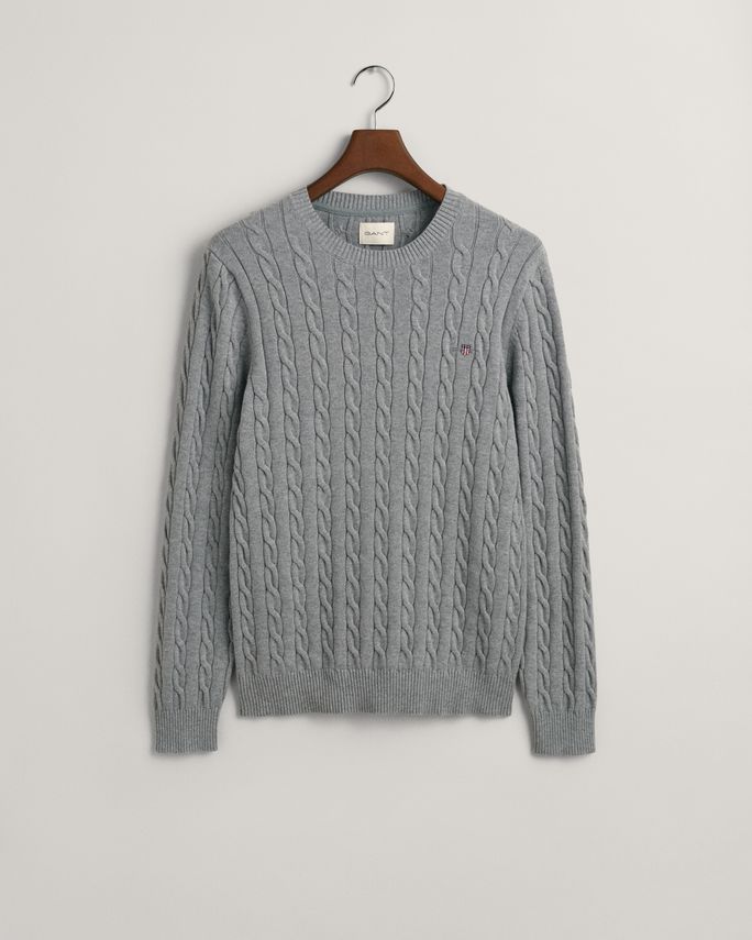 Cotton Cable C Neck fra Gant