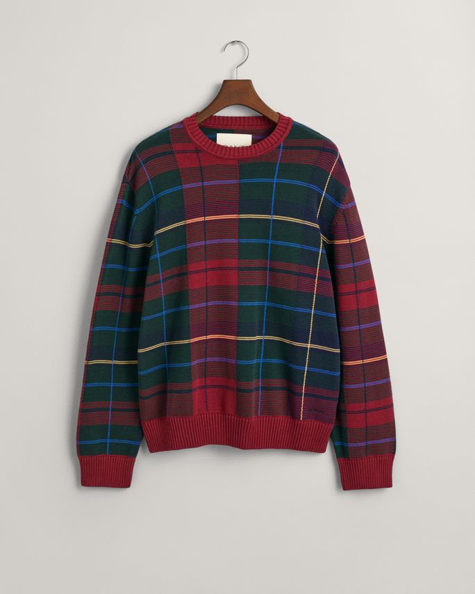 Tartan Jacquard C Neck fra Gant