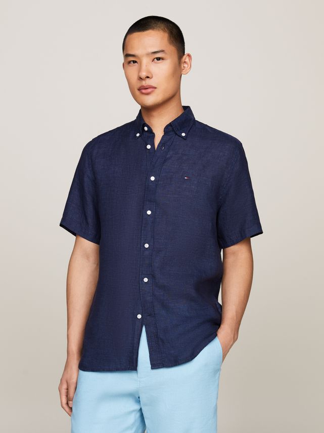 Pigment Dyed Linen Rf Shirt S S fra Tommy Hilfiger