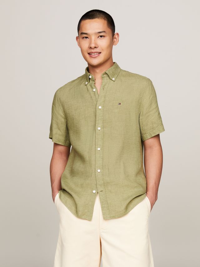 Pigment Dyed Linen Rf Shirt S S fra Tommy Hilfiger