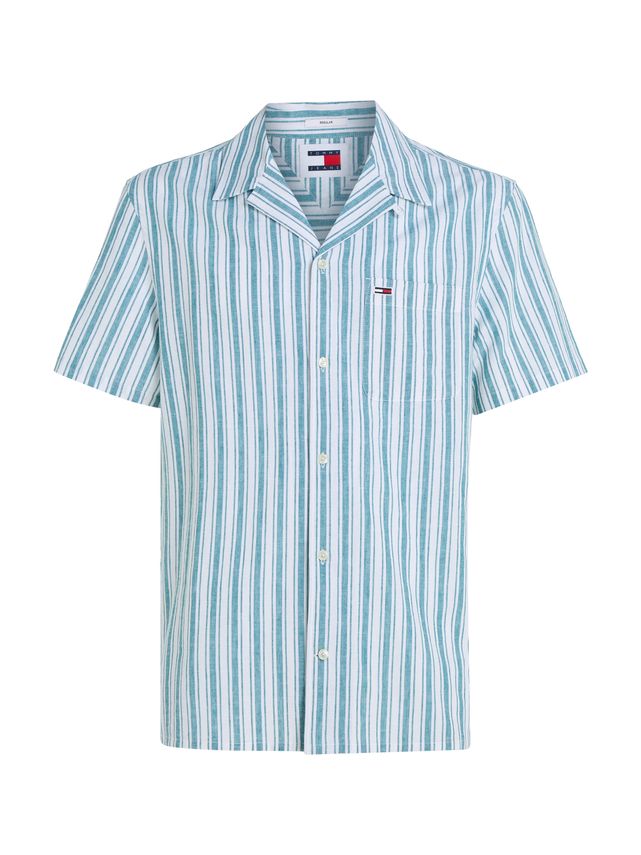 Tjm Stripe Linen Ss Shirt Ext fra Tommy Jeans