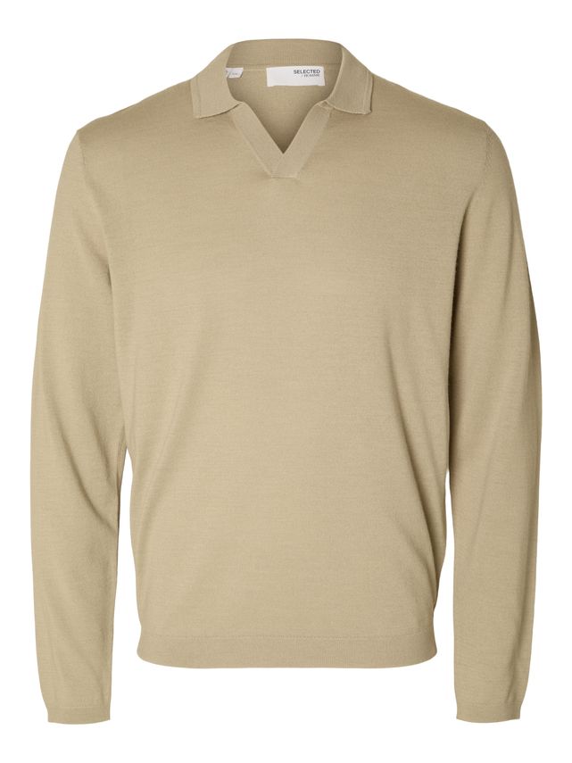 Slhtown Ls Knit Open Polo fra Selected