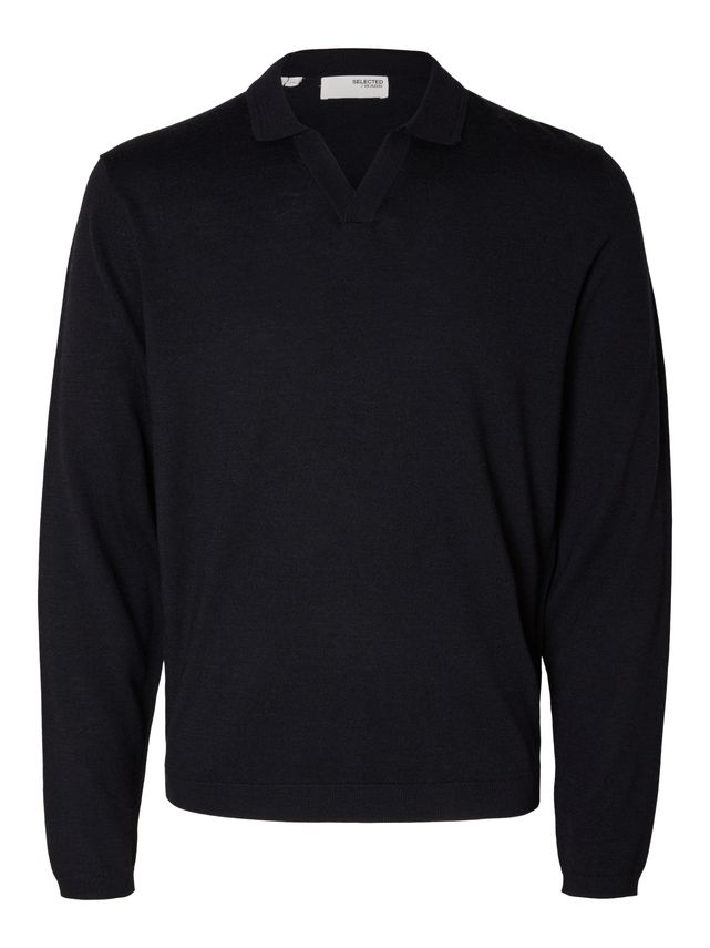 Slhtown Ls Knit Open Polo fra Selected