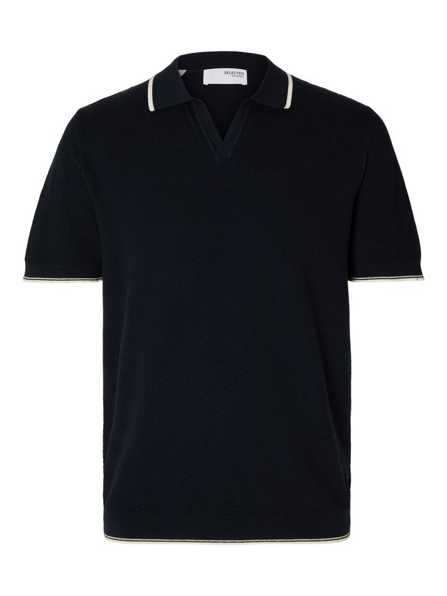 Slharlo Ss Knit Open Polo fra Selected