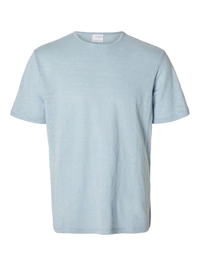 Slhbet Linen Ss O Neck Tee fra Selected