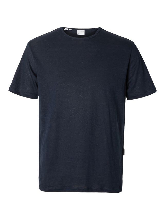Slhbet Linen Ss O Neck Tee fra Selected