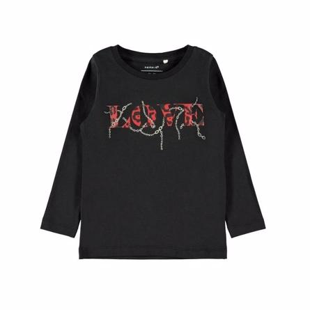 Glimmer-Print Langærmet Bluse Tolessa i Sort