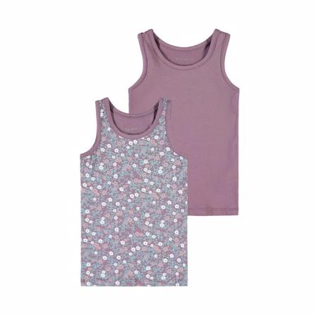 2 Pak Basis Tanktop Black Plum fra Name It