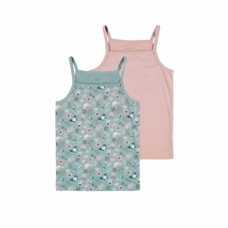 2 Pak Basis Strop Toppe Pale Mauve Flower fra Name It