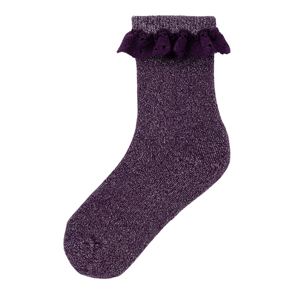 2 Pak Sokker Rille Plum Purple fra Name It