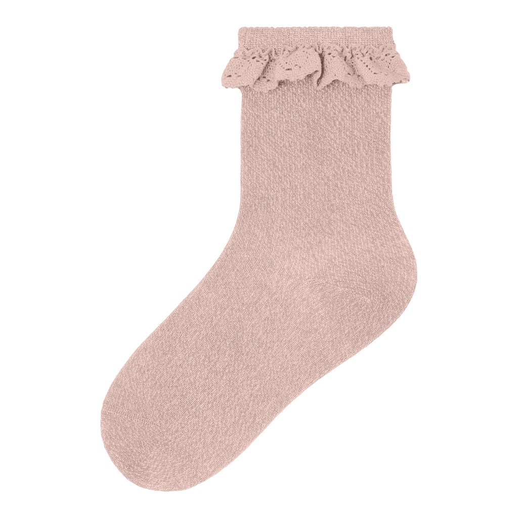 2 Pak Glimmer Sokker med Blondekant - Rose Smoke