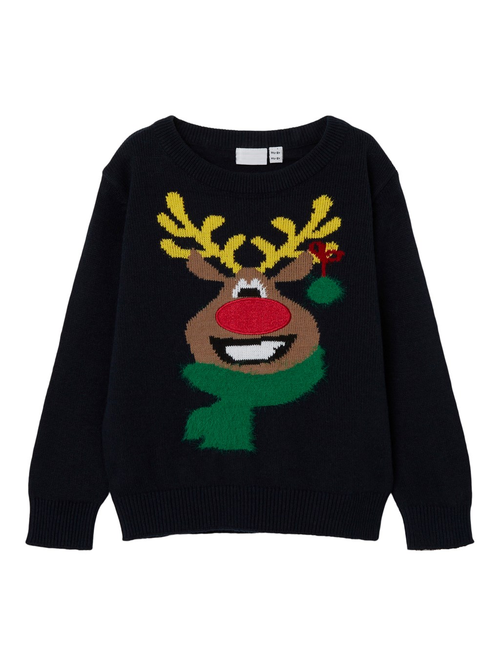 Julesweater Rullo med Rudolf Print - Mørk Saphir