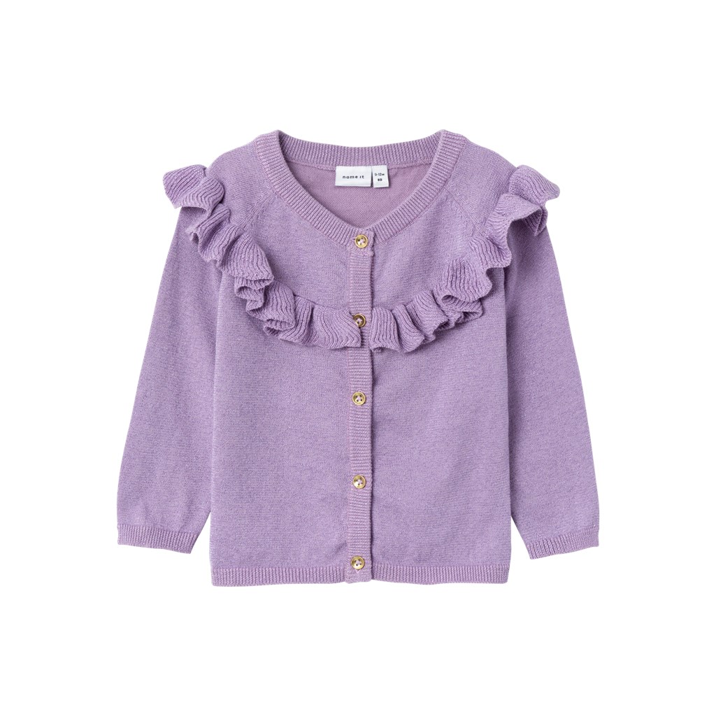 Glimmer Cardigan Fresine i Lavender Mist fra Name It