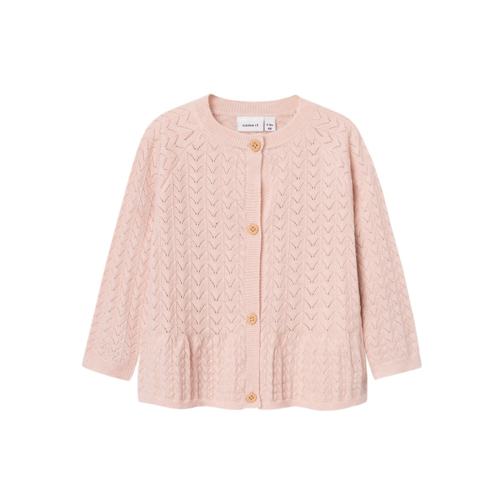 Sød Baby Strik Cardigan i Rose Smoke fra Name It