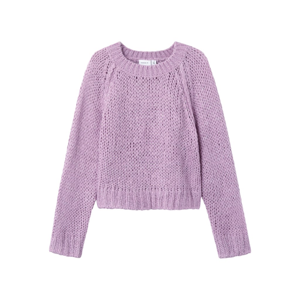 Kort Glitter Striktrøje Sasira Lavender Mist fra Name It