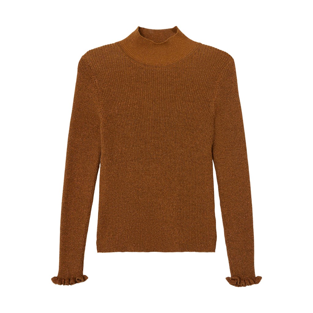 Glimmer Striktrøje Riaglitter Bone Brown fra Name It
