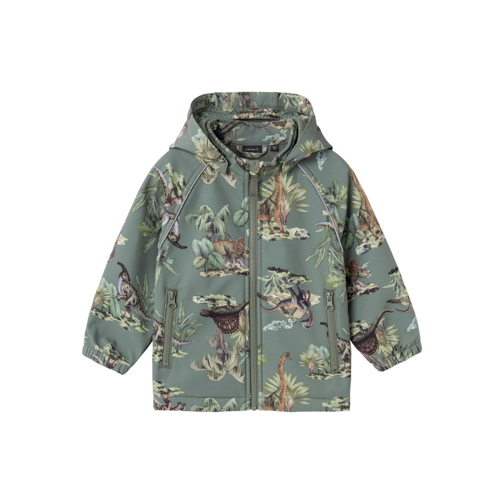 Softshell Jakke Alfa Agave Green Dino fra Name It