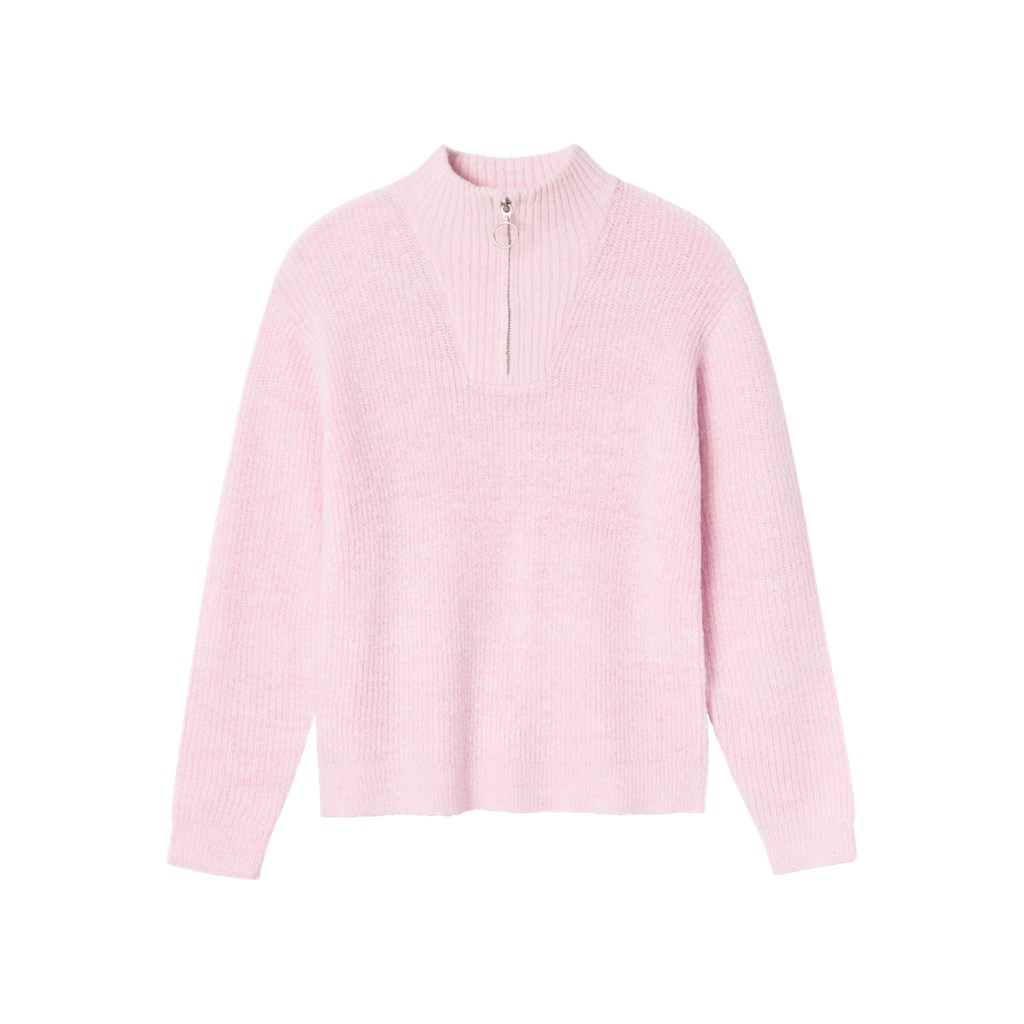 Striktrøje Med Lynlås Timulle Parfait Pink fra Name It