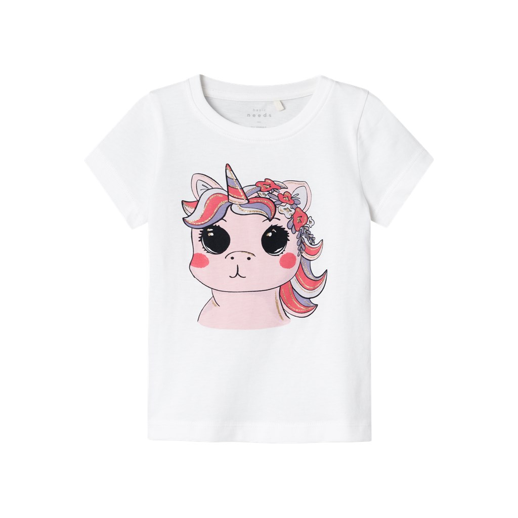 T Shirt Veen Bright White Unicorn fra Name It