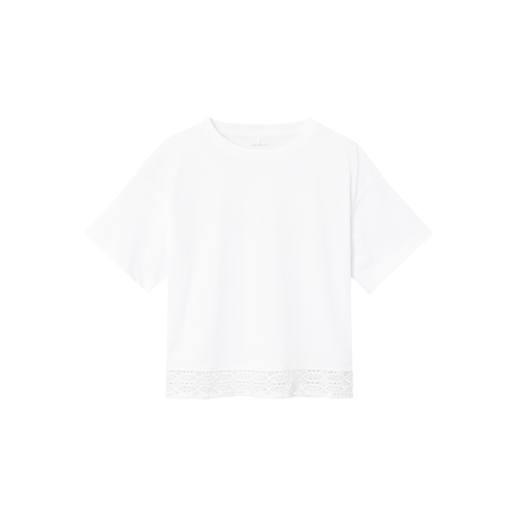 Kort Boxy T Shirt Josena Bright White fra Name It