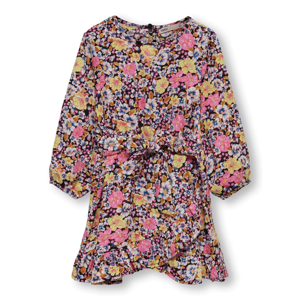 Fake Wrap Dress Lino Black Flower fra Only Kids