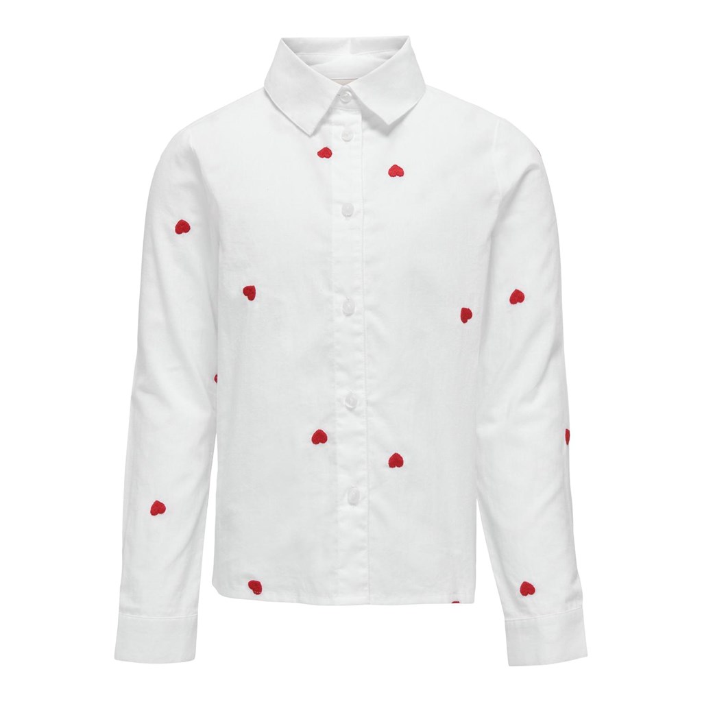 Skjorte Med Hjerter Lina Bright White fra Only Kids
