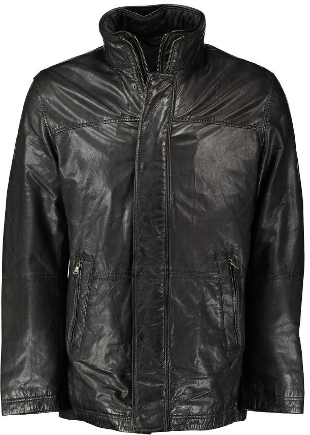 3 4 Leather Jacket Modern Fit fra Gino Marcello