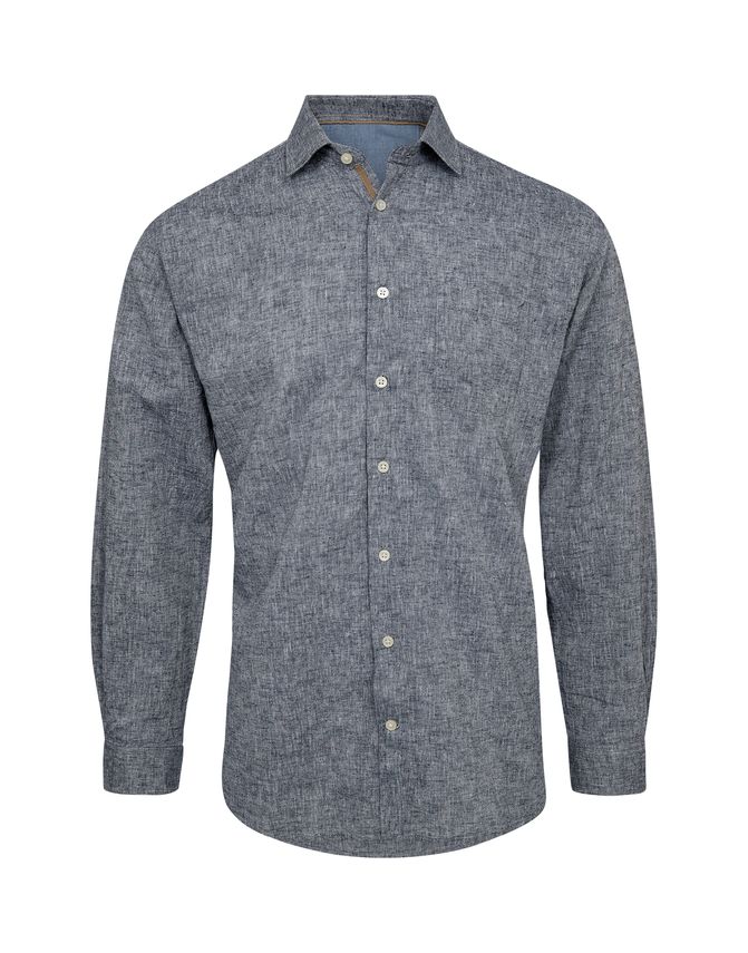 L S Regular Fit Linen Look fra Black Blue