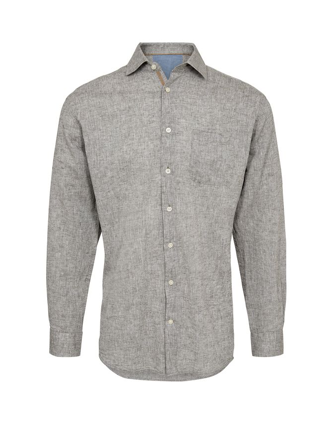 L S Regular Fit Linen Look fra Black Blue