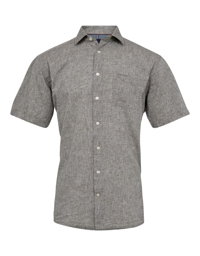 S S Regular Fit Linen Look fra Black Blue