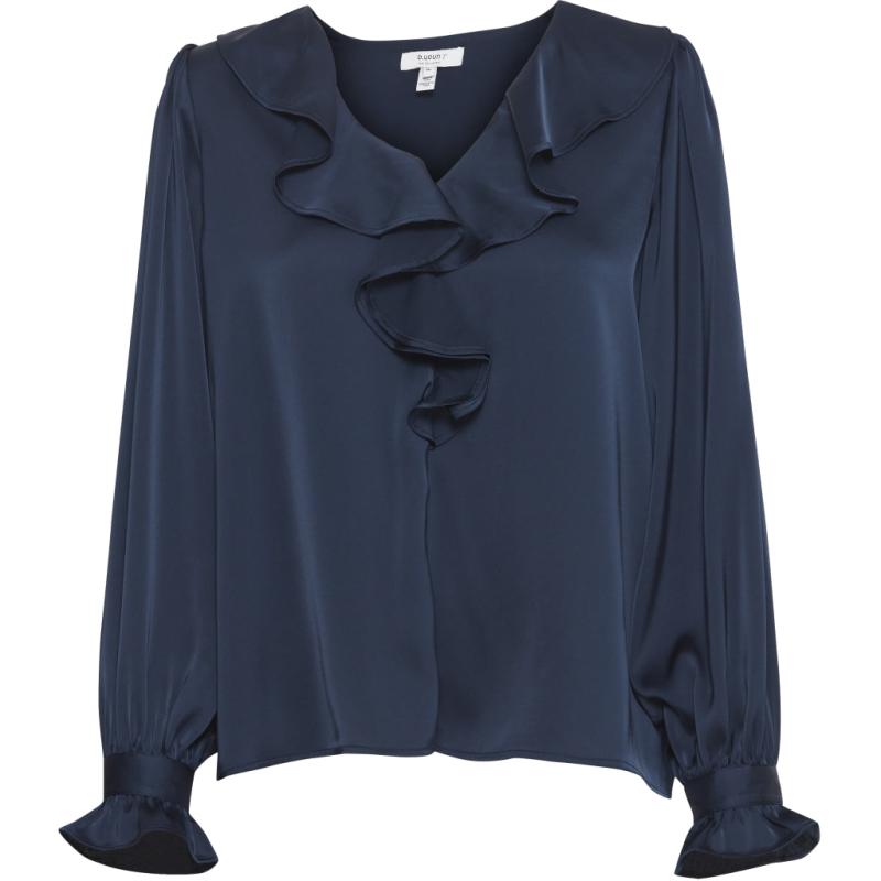 Smuk bluse med flæser fra b.young - Navy Blazer