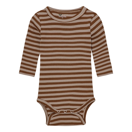 Stribet Rib Body Kashmir Brun & Varm Brun fra Birkholm