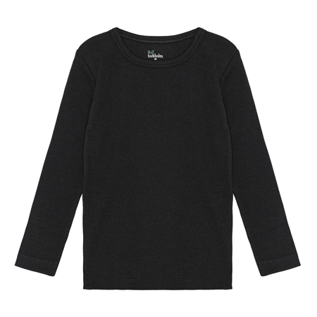 Rib Bluse Midnat Sort fra Birkholm
