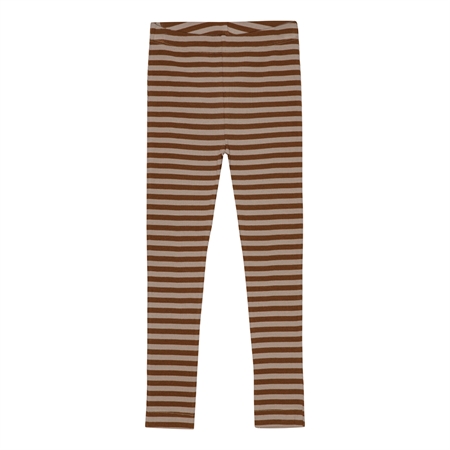 Stribede Rib Leggings Kashmir Brun & Varm Brun fra Birkholm