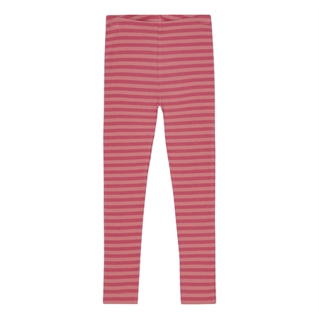 Stribede Rib Leggings Hindbær Rosa & Falmet Rosa fra Birkholm
