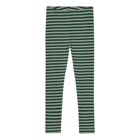Stribede Rib Leggings Platan Grøn & åkande Grøn fra Birkholm