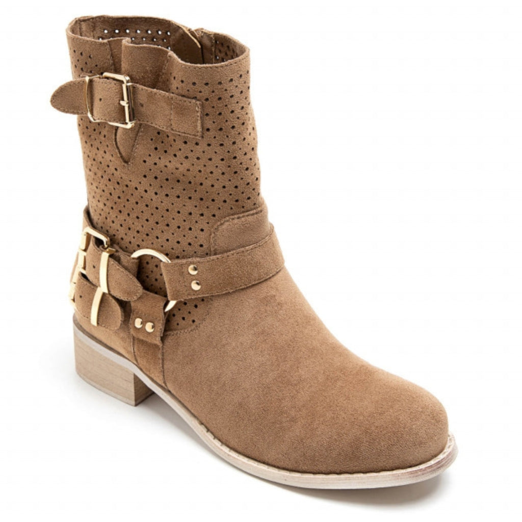 Malou Dame Bikerstøvler 9636a   Camel fra Shoes