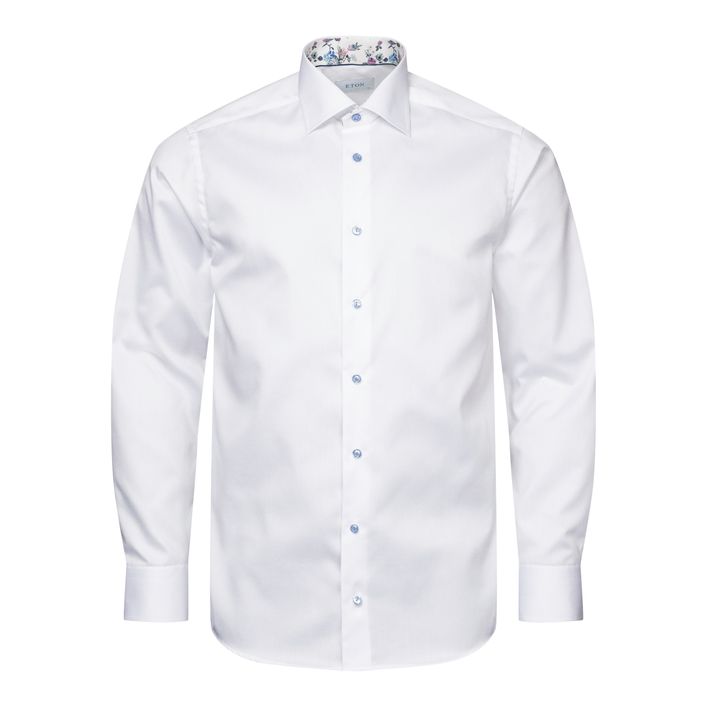Floral Print Effect Solid Signature Twill Shirt fra Eton