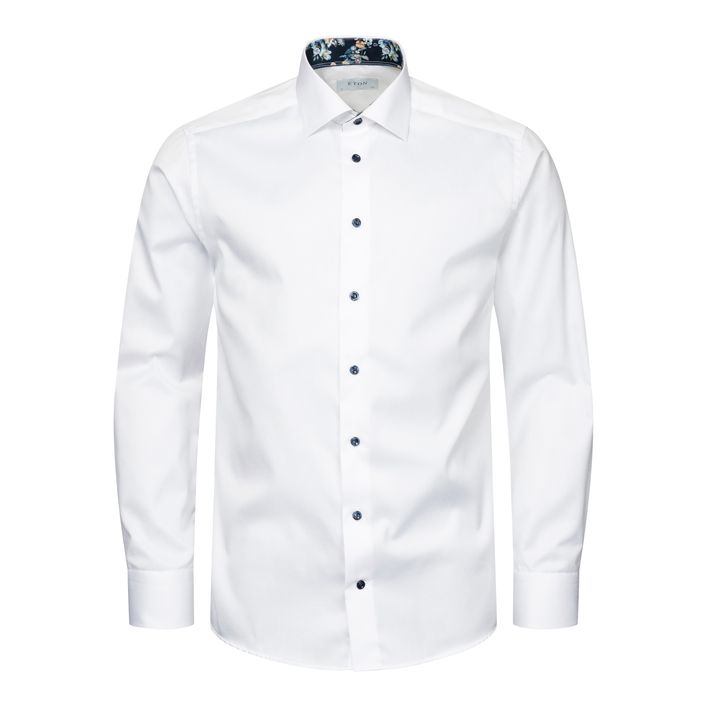 Floral Print Effect Solid Signature Twill Shirt fra Eton