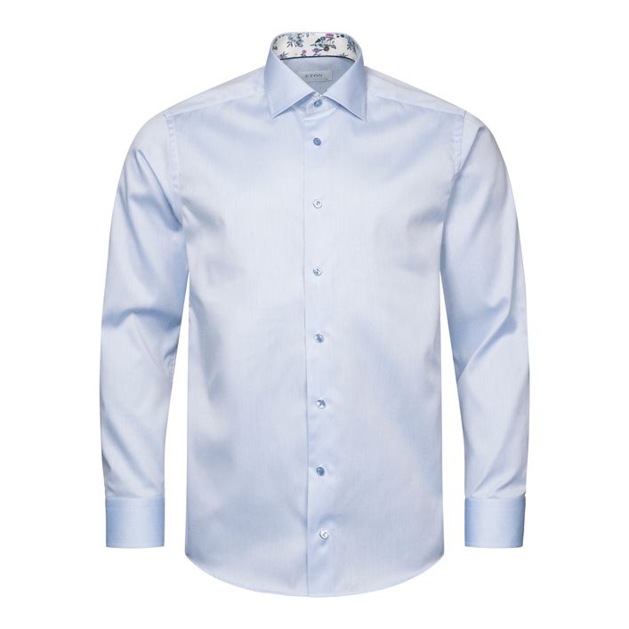 Floral Print Effect Solid Signature Twill Shirt fra Eton
