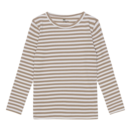 Stribet Rib Bluse Kashmir Brun & Perfekt Hvid fra Birkholm