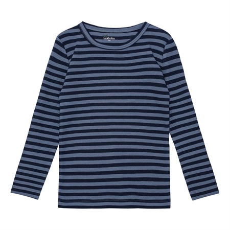 Stribet Rib Bluse Indigo Blå & Navy Blå fra Birkholm