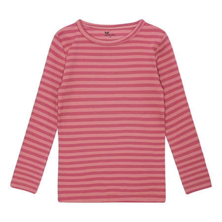 Stribet Rib Bluse Hindbær Rosa & Falmet Rosa fra Birkholm