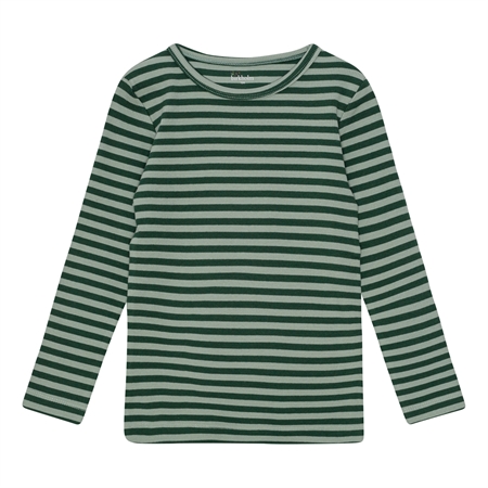 Stribet Rib Bluse Platan Grøn & åkande Grøn fra Birkholm