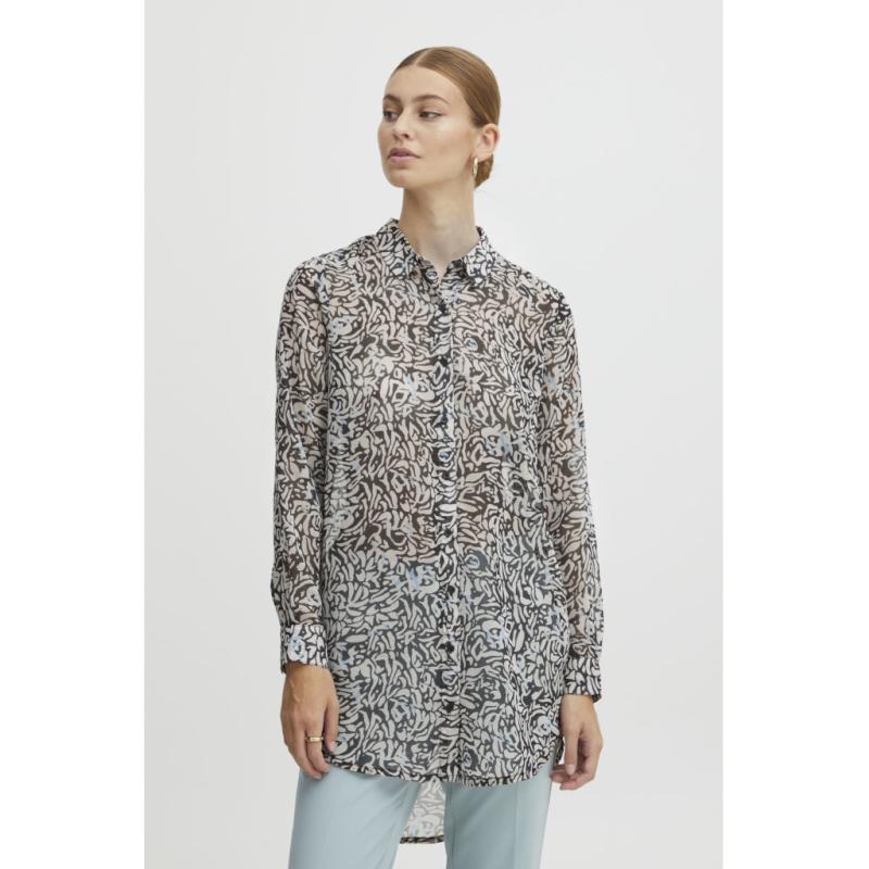 Dame Skjorte Ihchiffy   Sandshell Black Leo fra Ichi