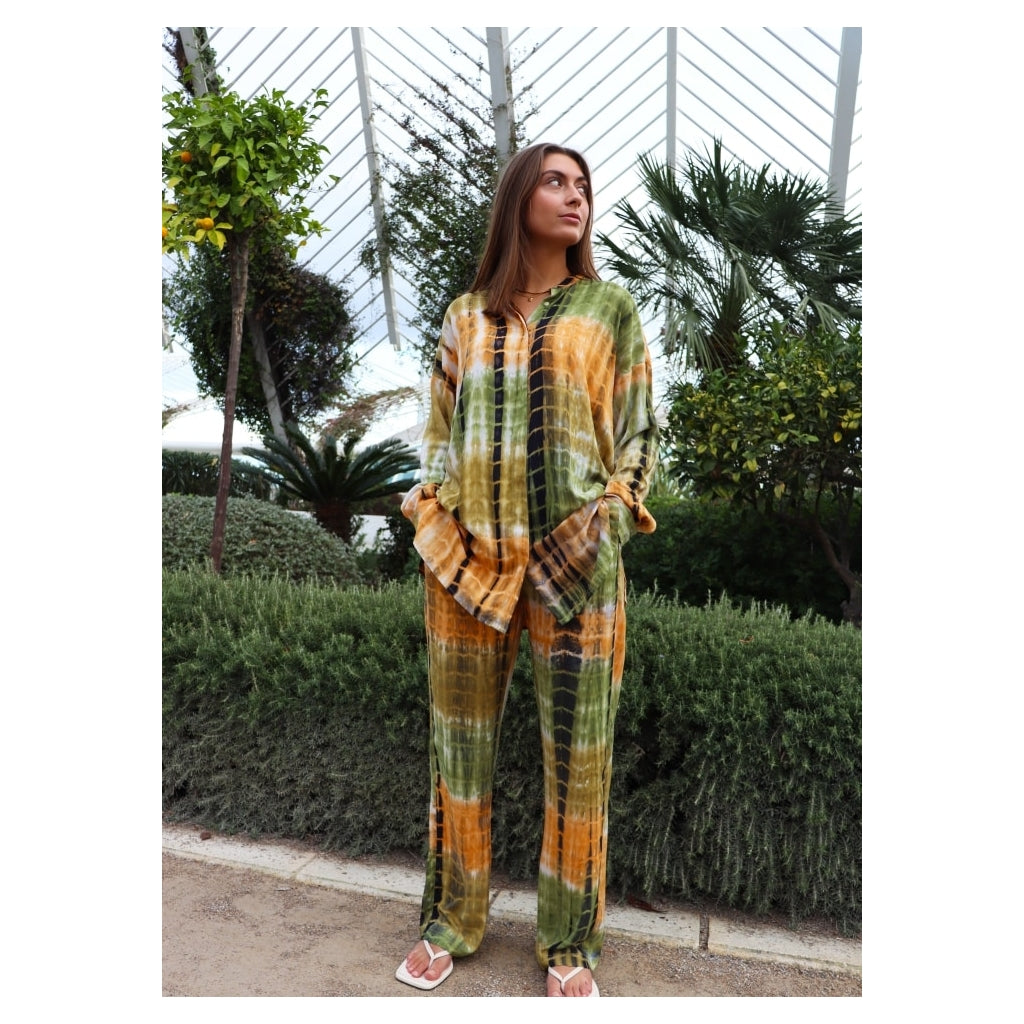 Dame Bukser Freja   Army Brown Tie Dye fra Liberté