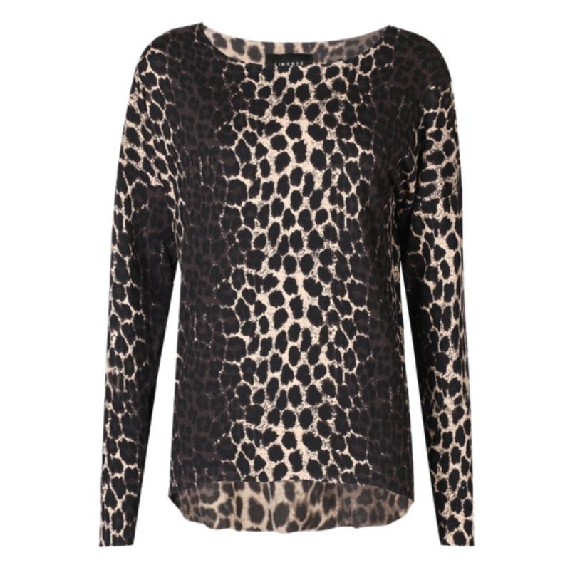 Dame Top Alma Fleece 9354   Dark Brown Lux Leo fra Liberté